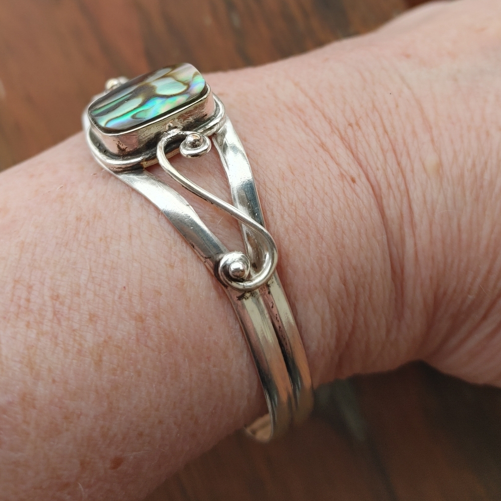 Abalone Shell In 925 Solid Sterling Silver Cuff B… - image 2